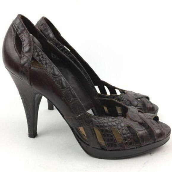 Bcbgirls Heels Sz 6.5 36.5 Leather Tortoise Print - Picture 1 of 8